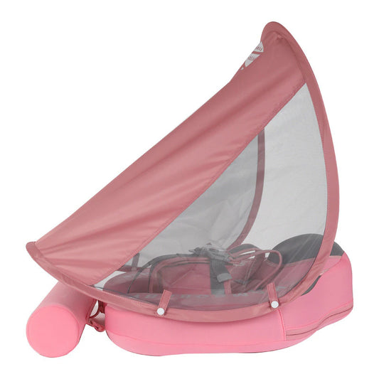 "Ultimate Baby Swim Trainer: Non-Inflatable Float Ring with Sunshade for Safe and Fun Water Play!"