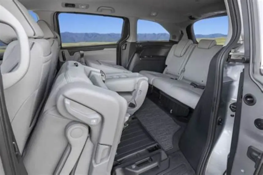 Minivan interior with second-row seats removed showing cargo space