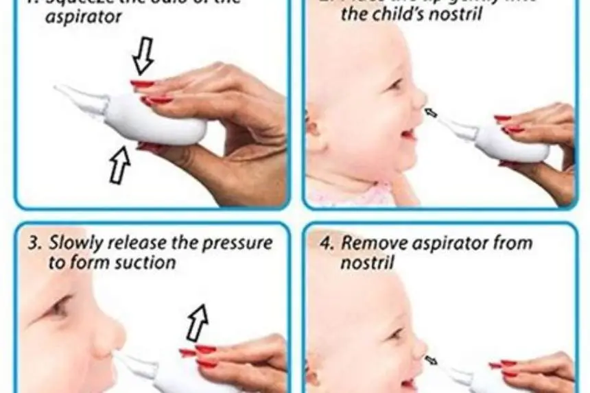 parent gently using nasal aspirator on newborn baby