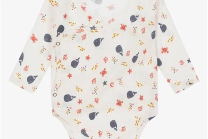 Newborn baby wearing soft organic cotton bodysuit