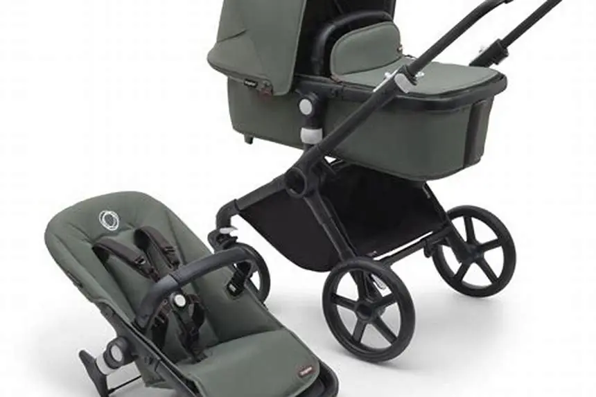 Bugaboo Fox stroller folding sequence outdoors