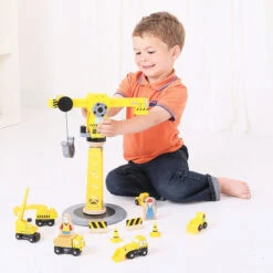 Bigjigs Rail Yellow Crane Construction Set -Liewood Store BJT200 2