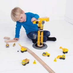 Bigjigs Rail Yellow Crane Construction Set -Liewood Store BJT200 9