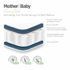 Mother&Baby Pure Gold Anti-Allergy Coir Pocket Sprung Cot Bed Mattress (140 X 70cm) 13 Mother&Baby Pure Gold Anti-Allergy Coir Pocket Sprung Cot Bed Mattress (140 X 70cm) -Liewood Store eWaRNRKg
