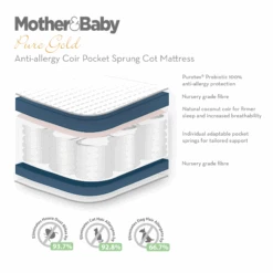 Mother&Baby Pure Gold Anti-Allergy Coir Pocket Sprung Cot Mattress 120 X 60cm 11 Mother&Baby Pure Gold Anti-Allergy Coir Pocket Sprung Cot Mattress 120 X 60cm -Liewood Store rXHc3X Q