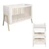 TROLL Torsten 2 Piece Nursery Furniture Set (Cot Bed And Changing Table) - White/Natural -Liewood Store torstencotbedandlukaschangerbundlenatural whitepdt001