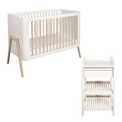 TROLL Torsten 2 Piece Nursery Furniture Set (Cot Bed And Changing Table) - White/Natural