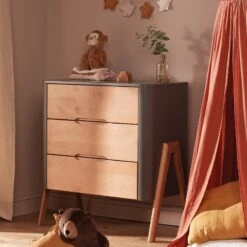 Troll Torsten 2pc Set - Cot Bed And Dresser - Grey/Teak -Liewood Store troll torsten 2pc set cot bed and dresser greyteak 573695