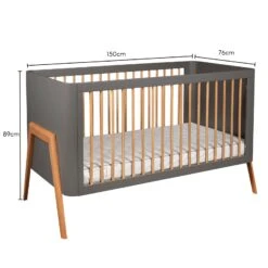 Troll Torsten 2pc Set - Cot Bed And Dresser - Grey/Teak -Liewood Store troll torsten 2pc set cot bed and dresser greyteak 687357