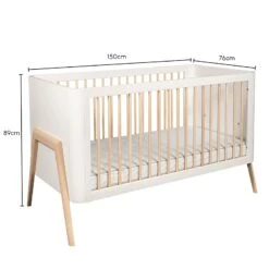 TROLL Torsten 2 Piece Nursery Furniture Set (Cot Bed And Changing Table) - White/Natural -Liewood Store trolltorstenwhitecotbeddimensions 1c165e4a 2903 4120 a680 b8d66145a599